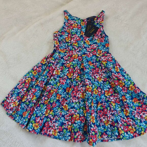 NWT Ralph Lauren Girl Multicolor Cotton Floral Fit & Flare Dress - Picture 4 of 5